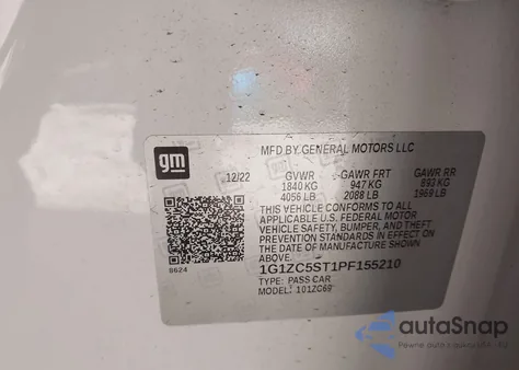 2023 Chevrolet Malibu Fwd 1Fl from USA, damaged, VIN 1G1ZC5ST1PF155210